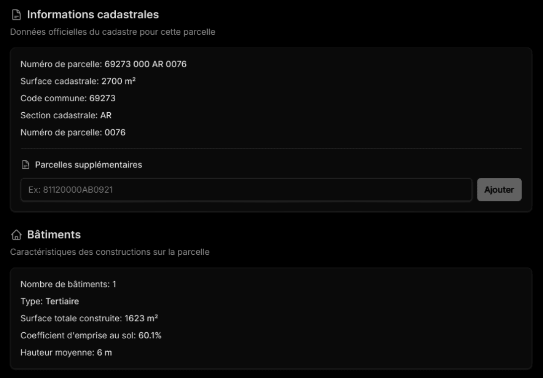 Informations cadastrales
